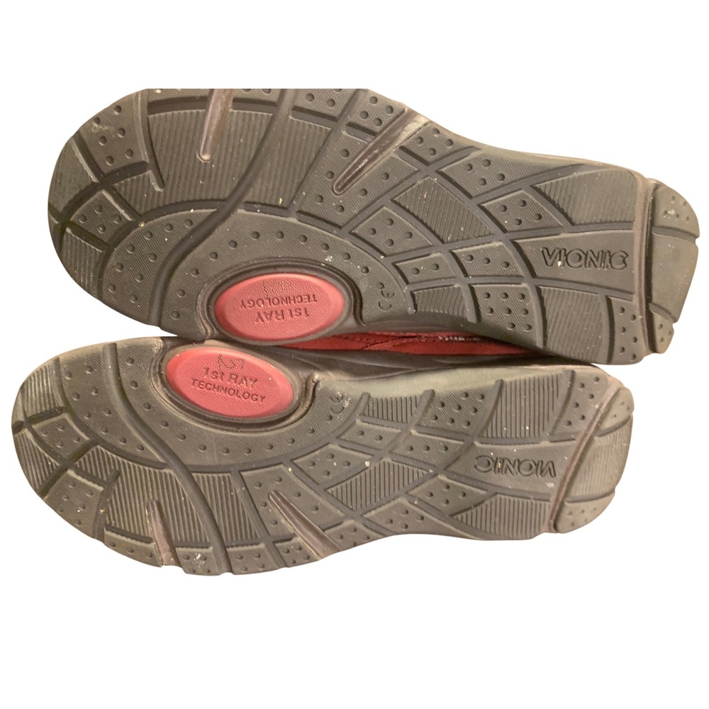 Vionic Arbor Red Suede Knit Collar Slip On Mules Clogs 8 Orthotic Support - Picture 5 of 6